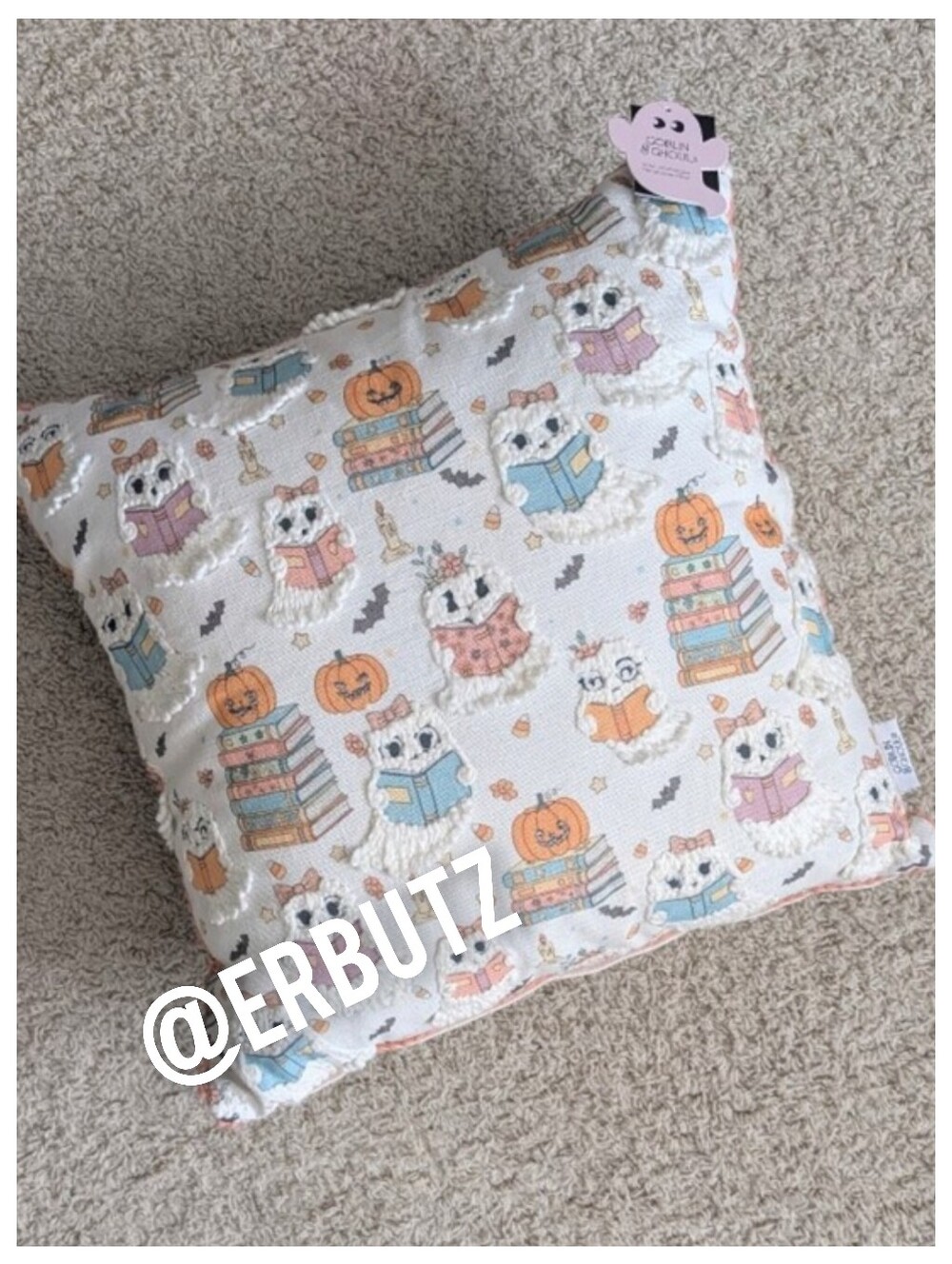 Viral 🎥 Goblin & Ghoul Reading Ghost Throw Pillow, Embroidery & Crochet Pattern
